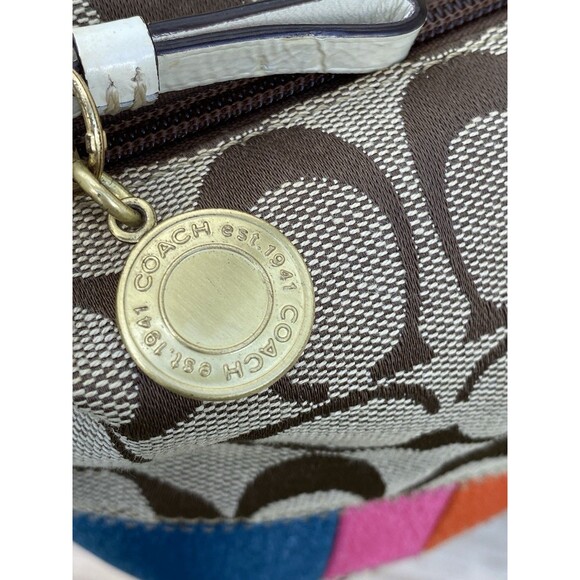 Coach Signature Multi-Color Stripe Shoulder Bag 40540 Top Handle Pouch - Picture 10 of 16